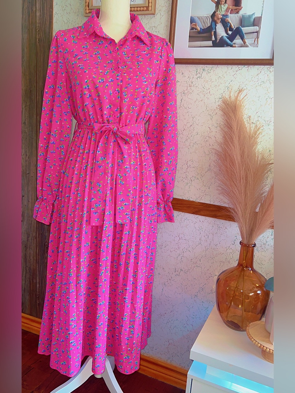Beautiful Pink Floral Maxi Dress